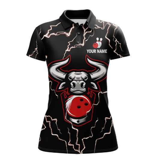 Bowling Bull Thunder Lightning Black & Red Bowling shirts for Women custom Bowling Team League Jersey NQS11417