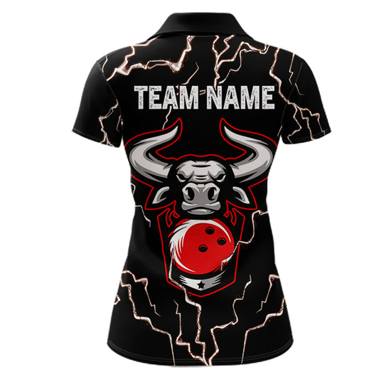 Bowling Bull Thunder Lightning Black & Red Bowling shirts for Women custom Bowling Team League Jersey NQS11417