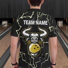 Load image into Gallery viewer, Bowling Bull Thunder Lightning Black &amp; Yellow Bowling shirt for men custom Bowling Team League Jersey NQS11418
