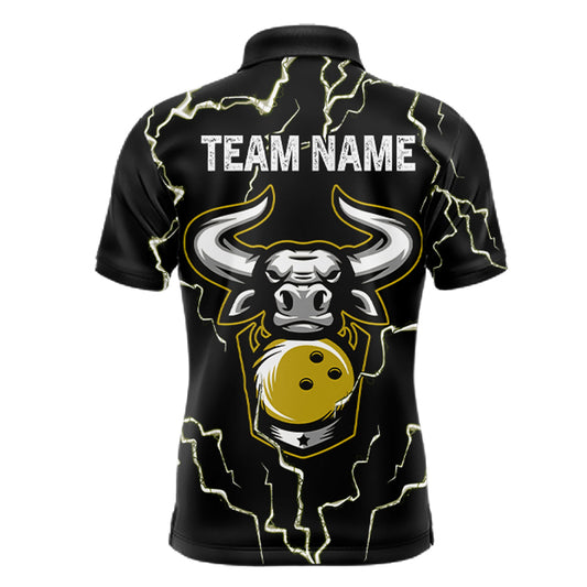 Bowling Bull Thunder Lightning Black & Yellow Bowling shirt for men custom Bowling Team League Jersey NQS11418