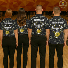 Load image into Gallery viewer, Bowling Bull Thunder Lightning Black &amp; Yellow Bowling shirt for men custom Bowling Team League Jersey NQS11418