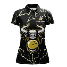 Load image into Gallery viewer, Bowling Bull Thunder Lightning Black Yellow Bowling shirt for Women custom Bowling Team League Jersey NQS11418