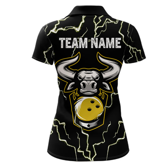 Bowling Bull Thunder Lightning Black Yellow Bowling shirt for Women custom Bowling Team League Jersey NQS11418