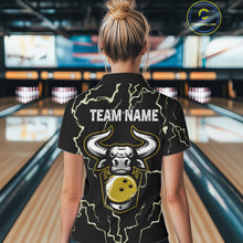 Load image into Gallery viewer, Bowling Bull Thunder Lightning Black Yellow Bowling shirt for Women custom Bowling Team League Jersey NQS11418