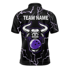 Load image into Gallery viewer, Bowling Bull Thunder Lightning Black &amp; Purple Bowling shirt for men custom Bowling Team League Jersey NQS11419