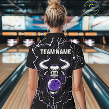 Load image into Gallery viewer, Bowling Bull Thunder Lightning Black Purple Bowling shirt for Women custom Bowling Team League Jersey NQS11419