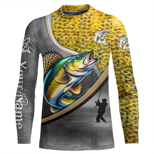 Walleye personalized fishing shirts freshwater fishing apparel, fishing shirts for men, women and kid NQS1410