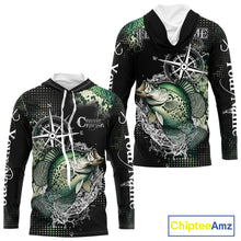 Load image into Gallery viewer, Custom Black and Green Crappie fishing scales compass Performance long sleeve Fishing Team Shirts NQS11727