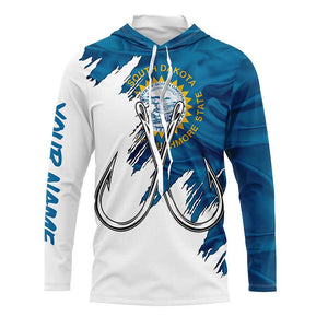 South Dakota flag SD Fishing Fish Hook UV protection custom long sleeve Patriotic fishing apparel NQS8017