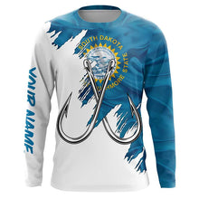 Load image into Gallery viewer, South Dakota flag SD Fishing Fish Hook UV protection custom long sleeve Patriotic fishing apparel NQS8017