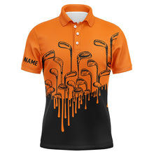 Load image into Gallery viewer, Orange and black Halloween golf clubs Mens golf polo shirts custom male golf attire for men NQS6115