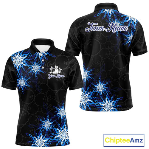 Blue snowflake black camo Christmas Bowling Shirts For Men custom bowling team jerseys, bowling gifts NQS11028