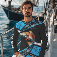 Load image into Gallery viewer, Redfish Drum fishing Blue camo Long Sleeve Performance Fishing Shirt custom Redfish fishing jerseys NQS9348