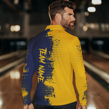 Load image into Gallery viewer, Blue and Yellow Bowling Polo, Quarter Zip shirts for Men Custom Bowling Team Jerseys NQS9354