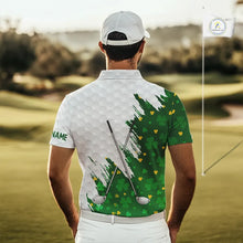 Load image into Gallery viewer, Green clover pattern St Patrick's day custom white Mens golf polo shirts, team mens golf tops NQS11421