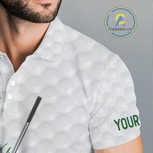 Load image into Gallery viewer, Green clover pattern St Patrick's day custom white Mens golf polo shirts, team mens golf tops NQS11421
