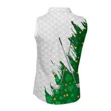 Load image into Gallery viewer, Green clover pattern St Patrick's day custom white Women Sleeveless polos, team ladies golf tops NQS11421