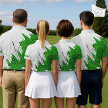 Load image into Gallery viewer, Green and White St Patrick's day pattern custom Womens golf polo shirts, team golf attire for ladies NQS11422