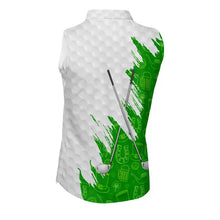 Load image into Gallery viewer, Green and White St Patrick's day pattern custom Women Sleeveless polos, team golf attire for ladies NQS11422