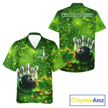 Load image into Gallery viewer, Happy St Patrick's Day Green and Gold Shamrock Bowling Button-up Shirts Custom Team Bowling Jersey NQS11630