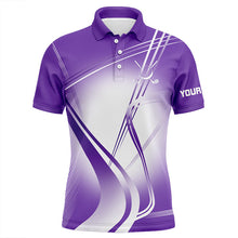Load image into Gallery viewer, Purple White Gradient Mens Golf Polo Shirts Custom Name Golf Shirts For Men Personalized Golfer Gifts NQS7599