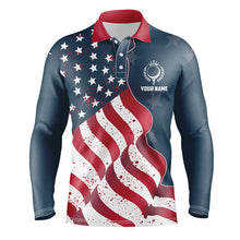 Load image into Gallery viewer, Red white and blue American flag Mens golf polo shirts custom patriotic mens golf shirts NQS5693