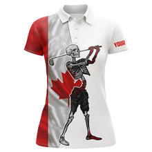 Load image into Gallery viewer, Skull Womens Golf polo shirts patriotic Canadian flag custom Skull playing golf apparel NQS5914