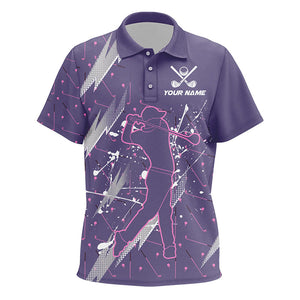 Kid golf polo shirts custom purple camo cool golf shirts for kid, golf gifts for children NQS8223