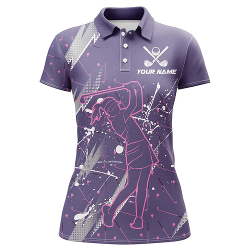 Women golf polo shirt custom purple camo cool golf shirts for women, golf gifts for ladies NQS8223