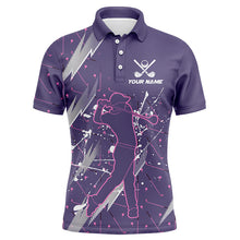 Load image into Gallery viewer, Men golf polo shirts custom purple camo cool golf shirts for men, golf gifts for men NQS8223