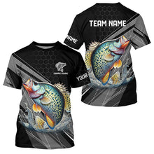 Load image into Gallery viewer, Personalized Black camo Crappie Fishing Jerseys, Crappie Long Sleeve Fishing Tournament Shirts NQS8448