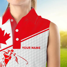 Load image into Gallery viewer, Personalized Canadian flag patriotic golf white Womens sleeveless polo shirt custom ladies golf tops NQS9356