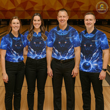 Load image into Gallery viewer, Blue Lightning Thunder Cat Bowling Jerseys for men custom Bowling Polo, 1/4 zip Team League Shirts NQS11428