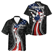 Load image into Gallery viewer, Black camo Retro bowling Hawaiian shirts Custom American flag patriotic team bowling button up jersey NQS11431