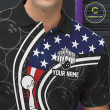 Load image into Gallery viewer, Black camo Retro bowling shirts for Men Custom American flag patriotic team bowling jerseys NQS11431