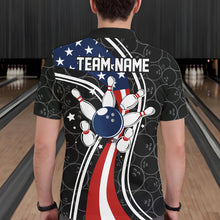 Load image into Gallery viewer, Black camo Retro bowling shirts for Men Custom American flag patriotic team bowling jerseys NQS11431