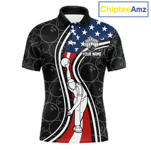 Load image into Gallery viewer, Black camo Retro bowling shirts for Men Custom American flag patriotic team bowling jerseys NQS11431
