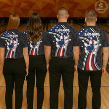 Load image into Gallery viewer, Black camo Retro bowling shirts for Men Custom American flag patriotic team bowling jerseys NQS11431