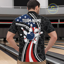 Load image into Gallery viewer, Black camo Retro bowling shirts for Men Custom American flag patriotic team bowling jerseys NQS11431