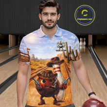 Load image into Gallery viewer, Funny desert Bowling Cowboy gun Bowling Polo, 1/4 zip shirts Custom bowling team jerseys NQS11434