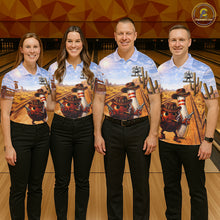 Load image into Gallery viewer, Funny desert Bowling Cowboy gun Bowling Polo, 1/4 zip shirts Custom bowling team jerseys NQS11434