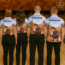 Load image into Gallery viewer, Funny desert Bowling Cowboy gun Bowling Polo, 1/4 zip shirts Custom bowling team jerseys NQS11434