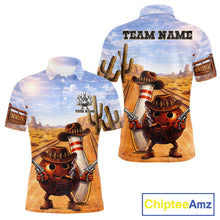 Load image into Gallery viewer, Funny desert Bowling Cowboy gun Bowling Polo, 1/4 zip shirts Custom bowling team jerseys NQS11434