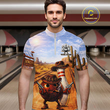 Load image into Gallery viewer, Funny desert Bowling Cowboy gun Bowling Polo, 1/4 zip shirts Custom bowling team jerseys NQS11434