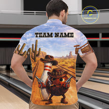 Load image into Gallery viewer, Funny desert Bowling Cowboy gun Bowling Polo, 1/4 zip shirts Custom bowling team jerseys NQS11434