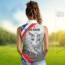 Load image into Gallery viewer, Red, White and Blue US Flag Eagle Sleeveless Golf Shirt For Women Custom Patriotic ladies golf shirts NQS11631