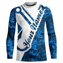 Load image into Gallery viewer, Fishing Blue camo fish hook Customize Name UV protection long sleeves fishing shirts for men, women NQS1808