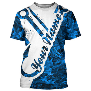 Fishing Blue camo fish hook Customize Name UV protection long sleeves fishing shirts for men, women NQS1808