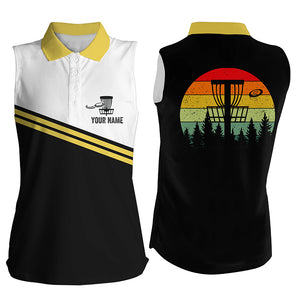 Women sleeveless disc golf polo shirt custom disc golf jerseys, retro disc golf clothing NQS5924