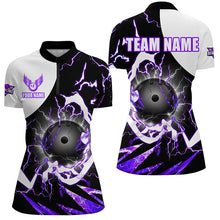 Load image into Gallery viewer, Purple Lightning thunder bowling Team league jerseys custom Womens Bowling Polo, Quarter zip Shirts NQS8231